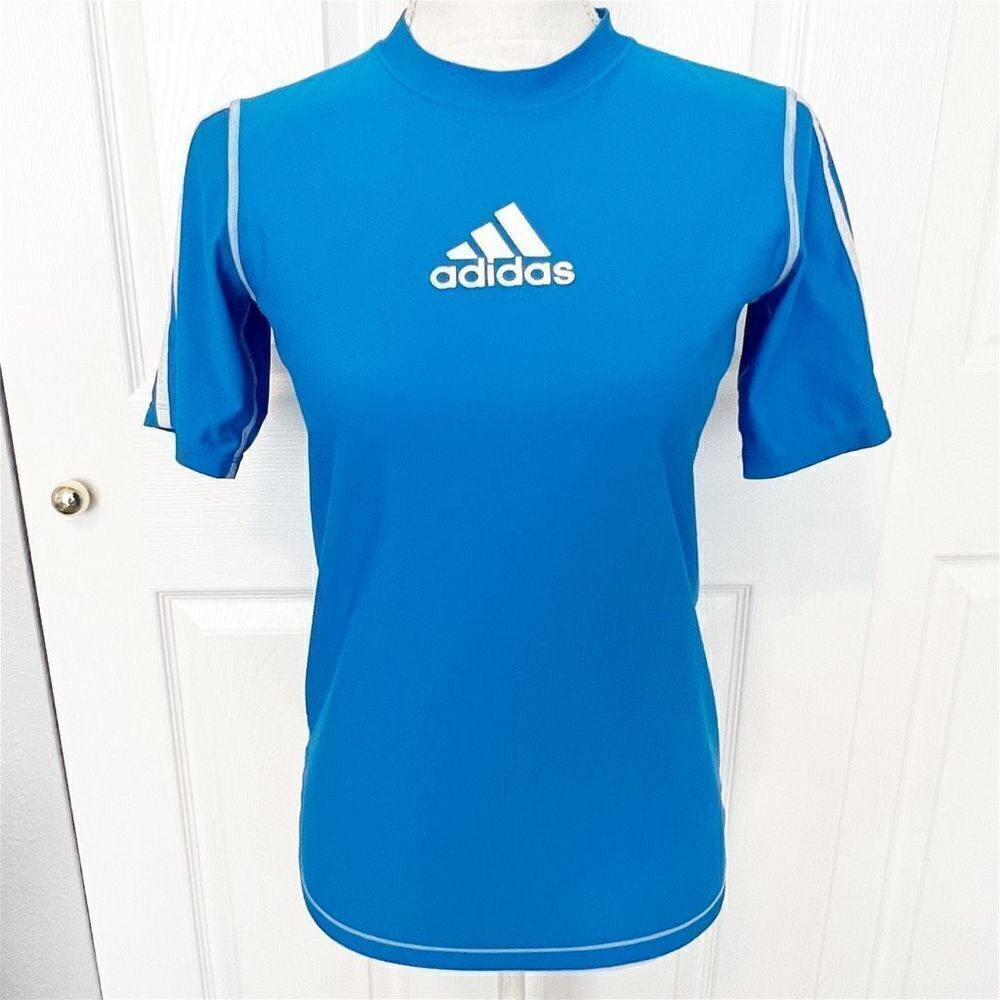 Adidas Ladies Blue Compression Short Sleeve Top Size Large